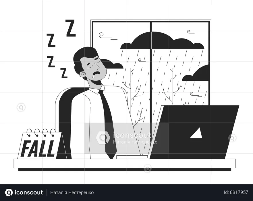 Sluggish tired Male employee  Illustration