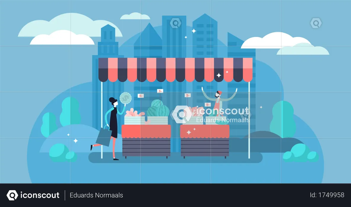 Small business with commerce profit and earnings from product sell service  Illustration