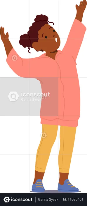 Small Child With Hand Reaching Skyward  Illustration
