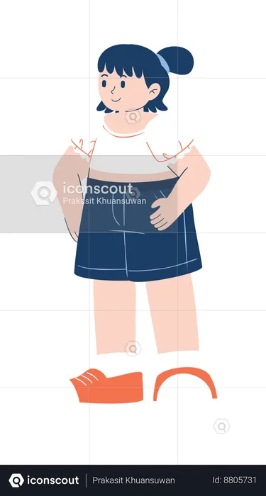 Small girl is standing in cool pose  Illustration