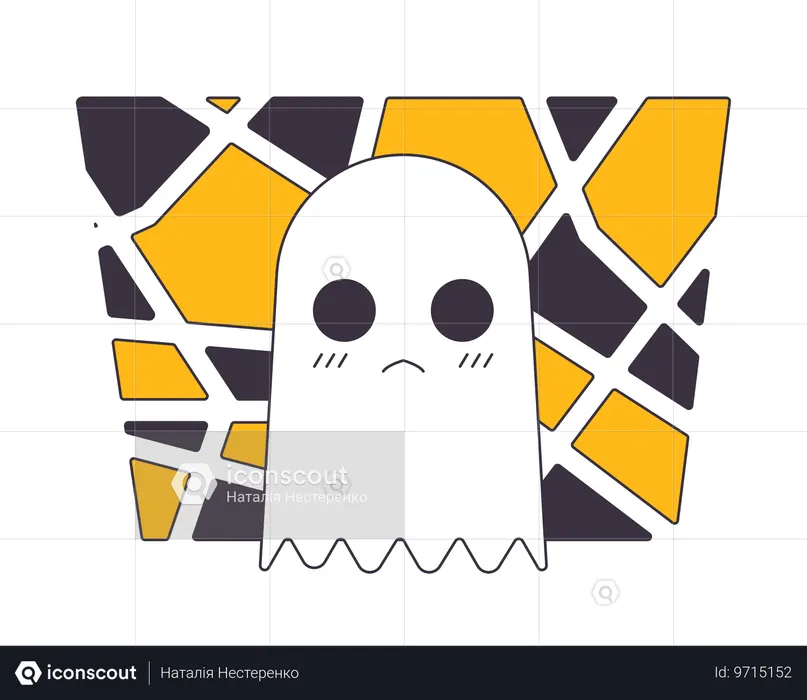 Small white ghost on mosaic background  Illustration