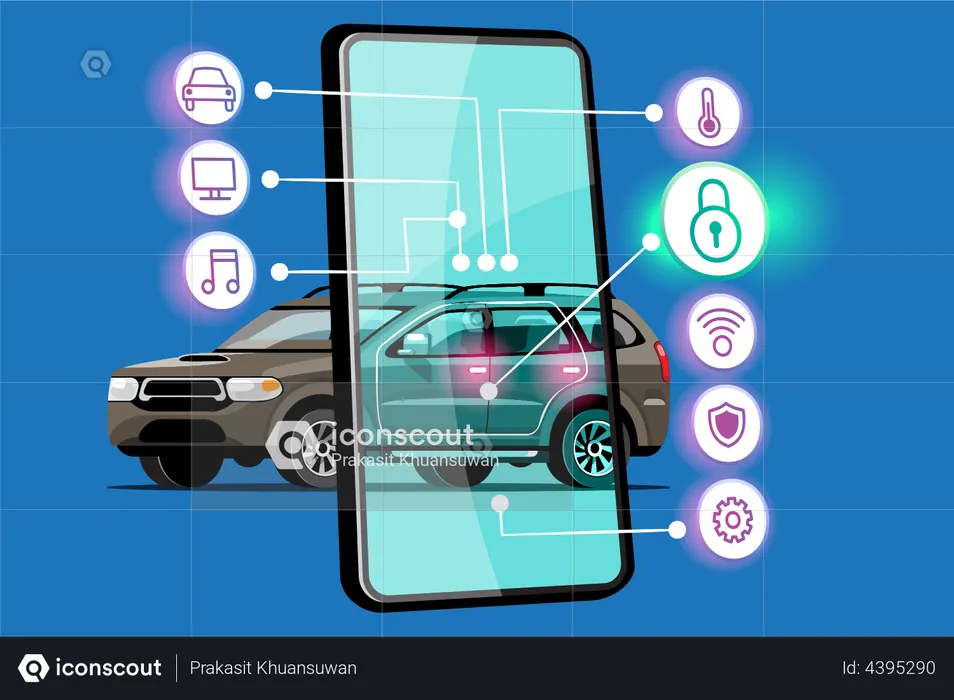 Smartes Auto mit Smart-App  Illustration