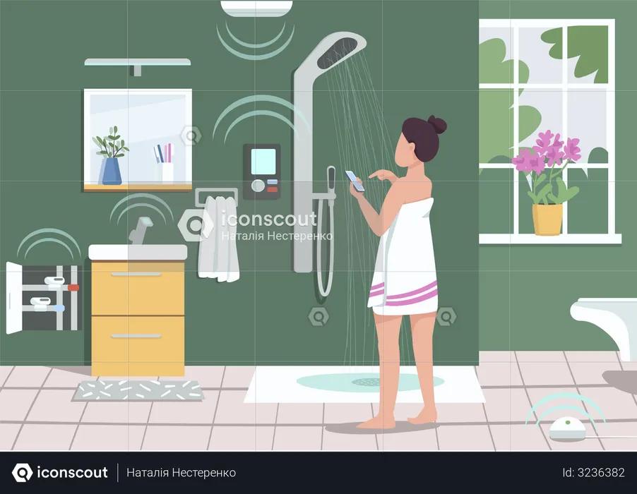Smart bathroom appliances  Illustration