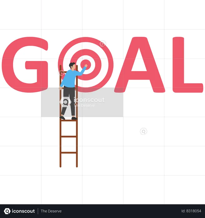 Best Smart Businessman Climb Up Ladder High Into Cloud Sky To Reach Goal Dartboard Illustration 2125