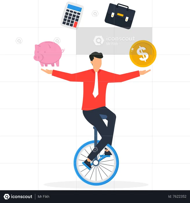 Smart businessman investor juggling finance asset  Illustration