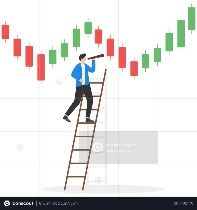 Smart Businessman Investor Look On Candlestick Chart For Future Investment  Illustration