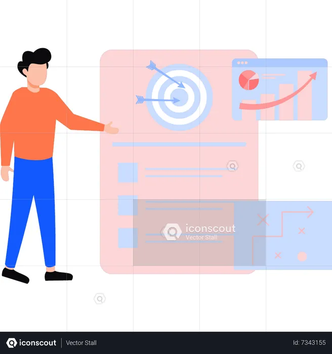 Smart businessman is working on a business goal  Illustration