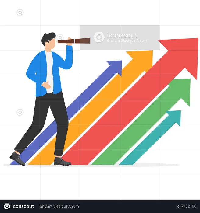 Smart Businessman Looking Business Target  Illustration