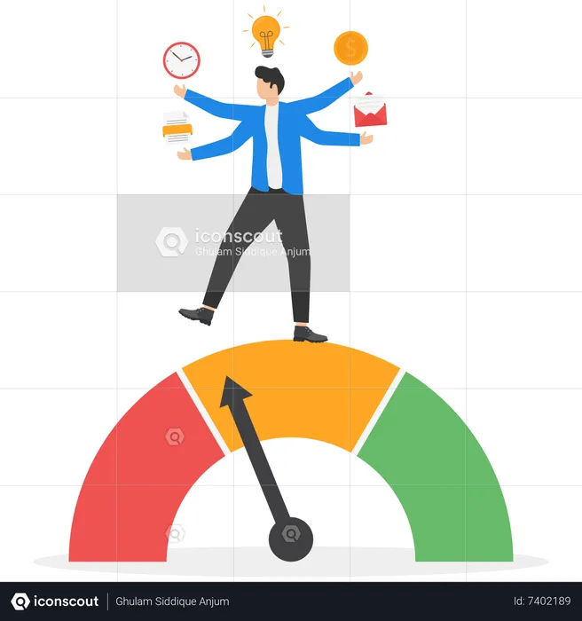 Smart Businessman On High Performance Handle Multi Tasks  Illustration