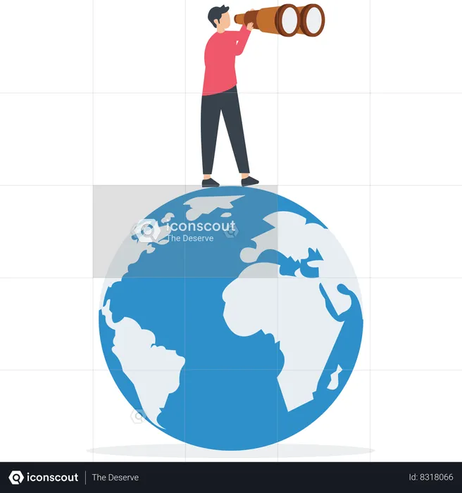 Smart businessman standing on globe  Illustration