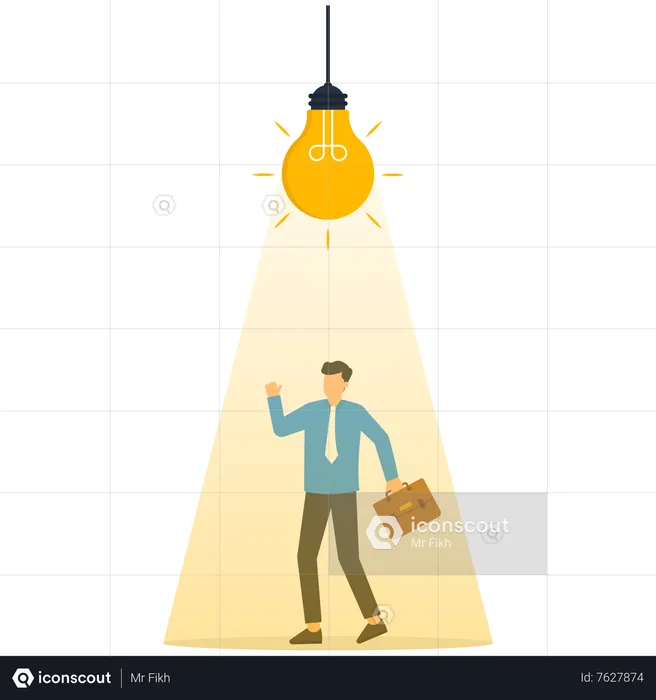 Smart businessman under the light bulb  Illustration
