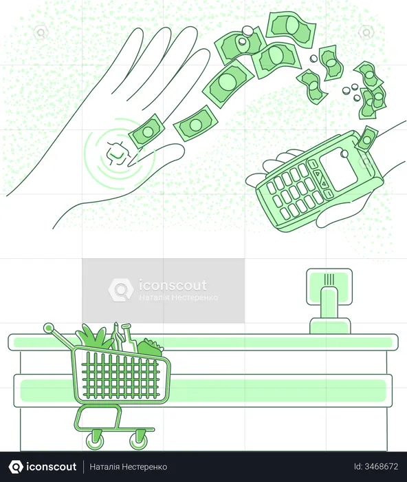 Intelligenter Chip in menschlicher Hand eingebettet  Illustration