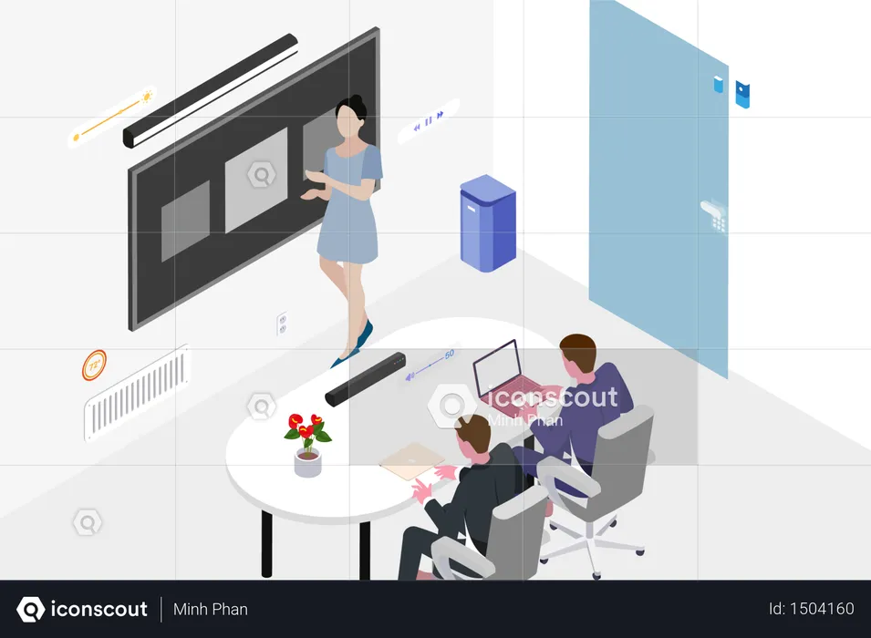 Smart classroom concept in isometric  Illustration