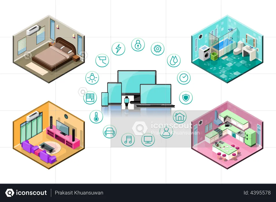 Smart connection with smart home  Illustration