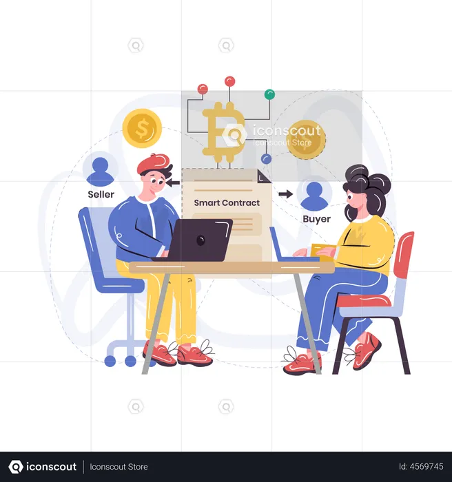 Smart contract developers working together  Illustration
