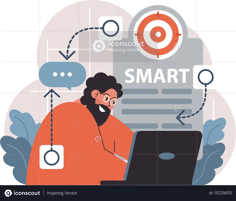 Smart employee working on target  Illustration