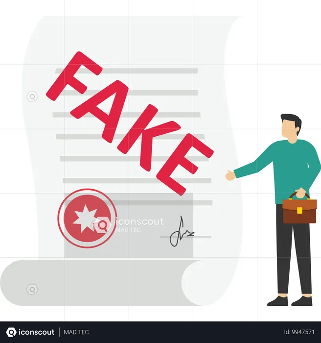 Smart entrepreneur inspector verify fake document  Illustration