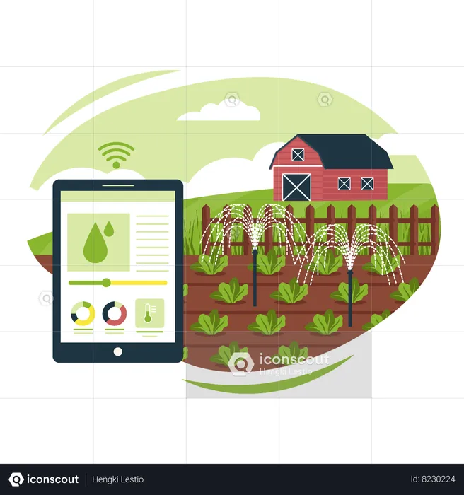 Smart farm irrigation  Illustration