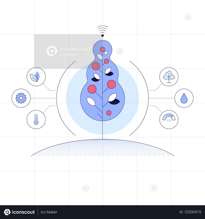 작물 개량을 보여주는 스마트 농장  일러스트레이션