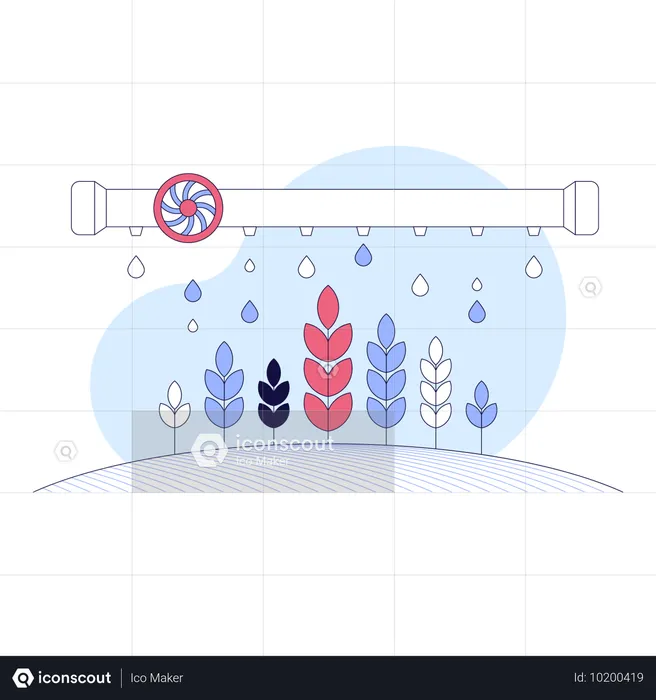 자동 관수 시스템을 활용한 스마트 농장  일러스트레이션