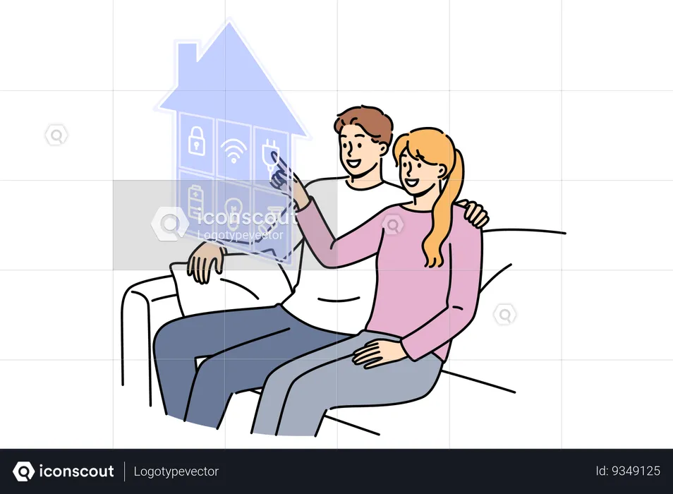 Smart home technology helps men and women control iot equipment without leaving couch  Illustration