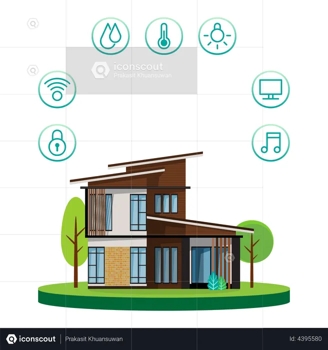 Smart home with control device  Illustration