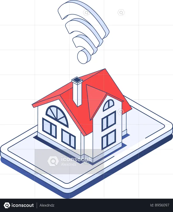 Smart home with wifi control  Illustration