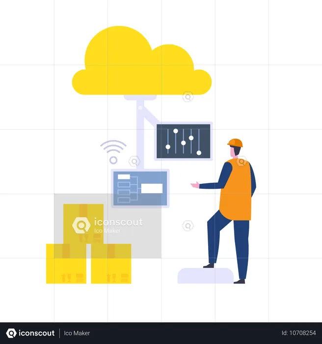 Smart industry with cloud technologies  Illustration