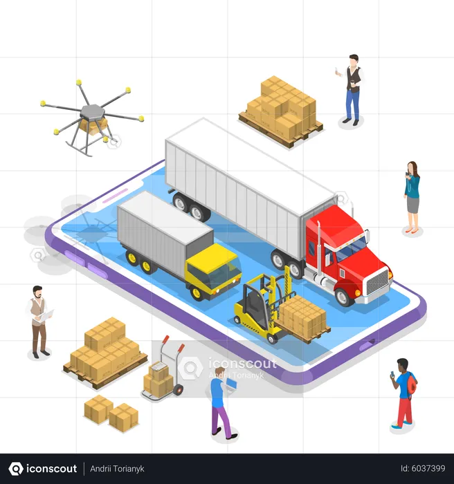 Smart logistics and transportation  Illustration