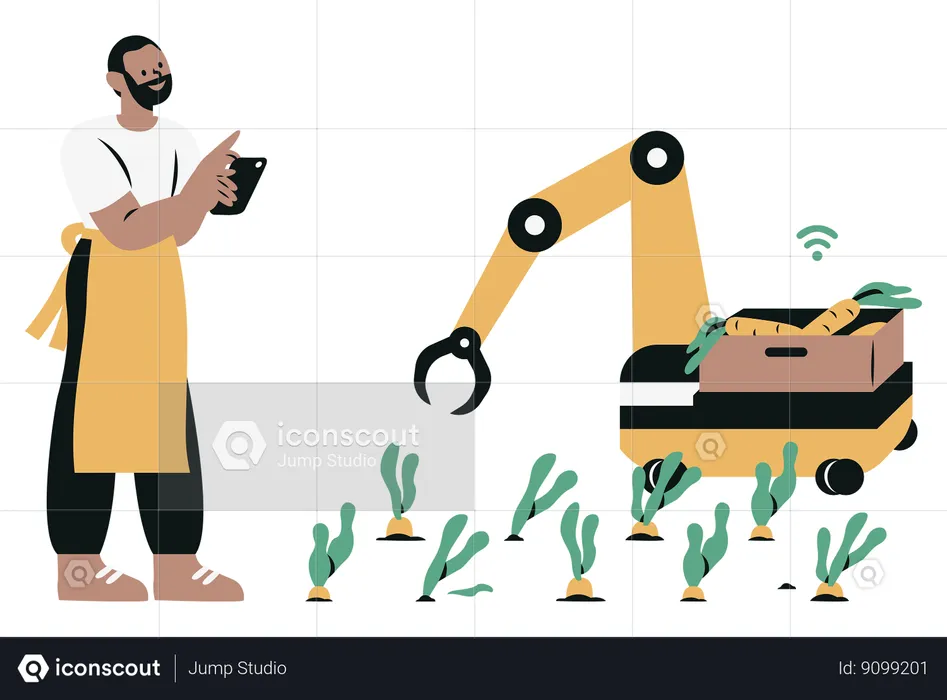 Smart Robotic Farmers Concept  Illustration