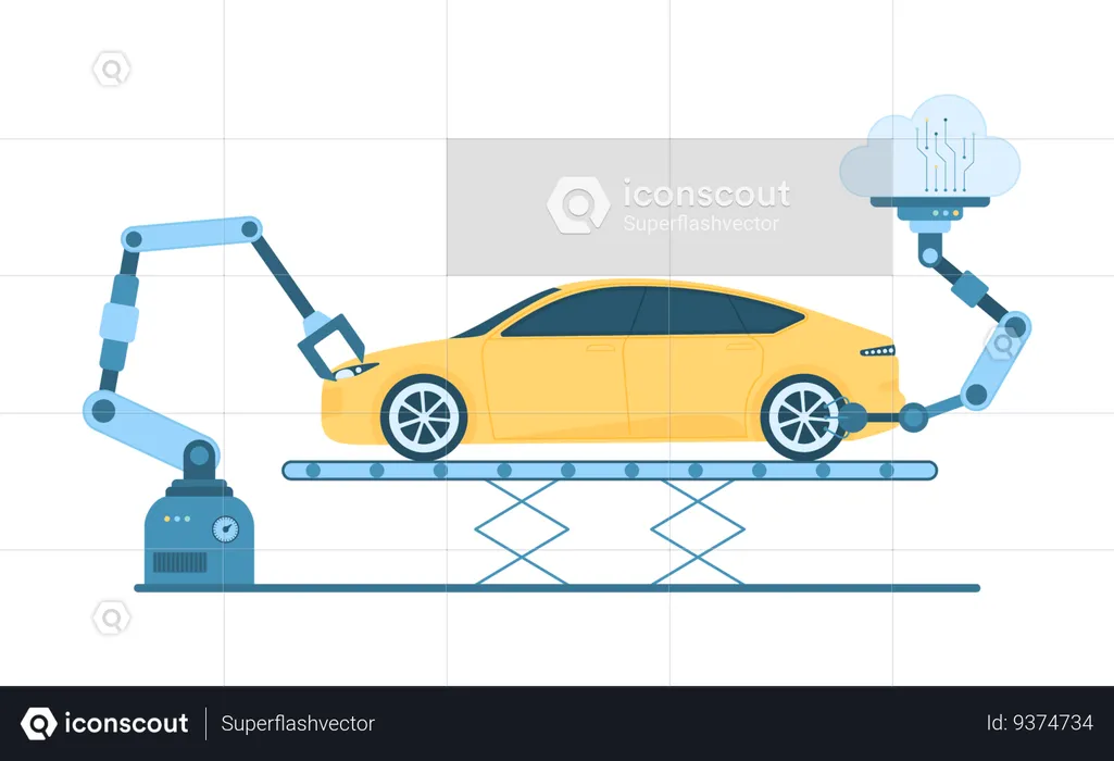 Smart technology of car production  Illustration