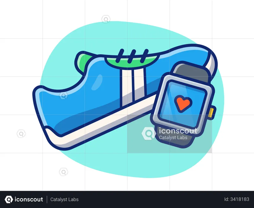 Smart watch and sport shoes  Illustration