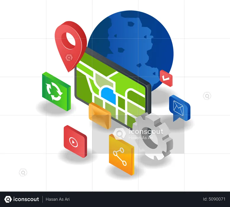 Smartphone app location map  Illustration