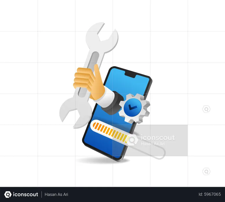 Smartphone app upgrade process  Illustration