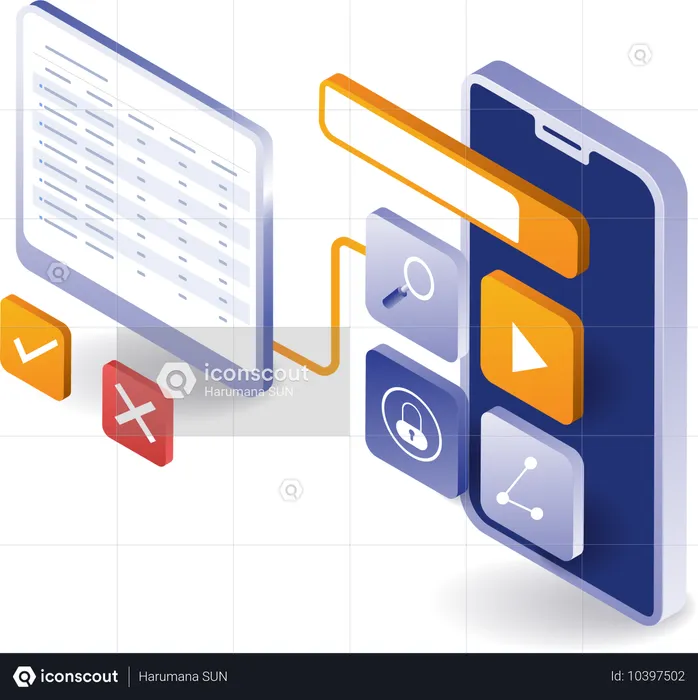 Smartphone application analysis management screen test  Illustration