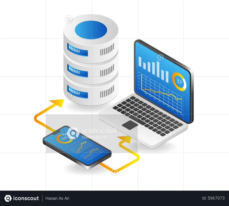 Smartphone application database  Illustration