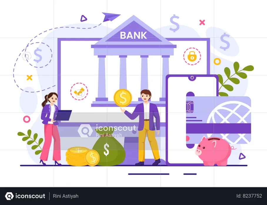 Smartphone Banking  Illustration