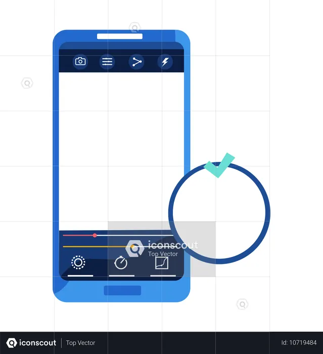 Smartphone blue with white touchscreen  Illustration