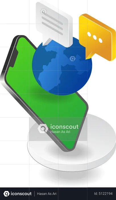 Smartphone chatting over the globe  Illustration