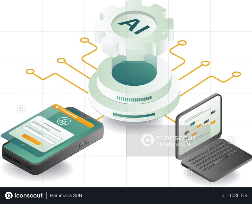 Smartphone-Computer-künstliche Intelligenz-Technologie  Illustration