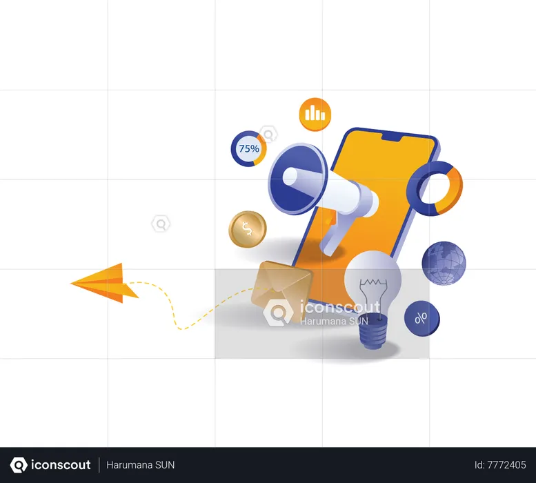 Smartphone digital marketing campaign business strategy  Illustration