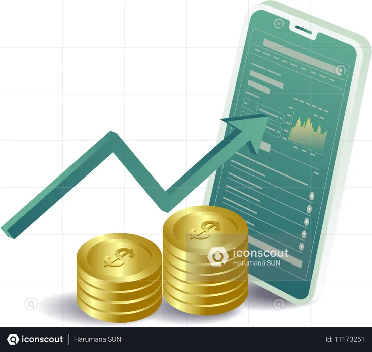 Smartphone financial analysis business management  Illustration