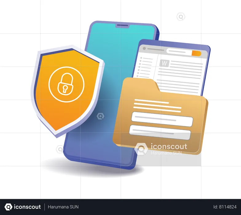 Smartphone folder data security  Illustration