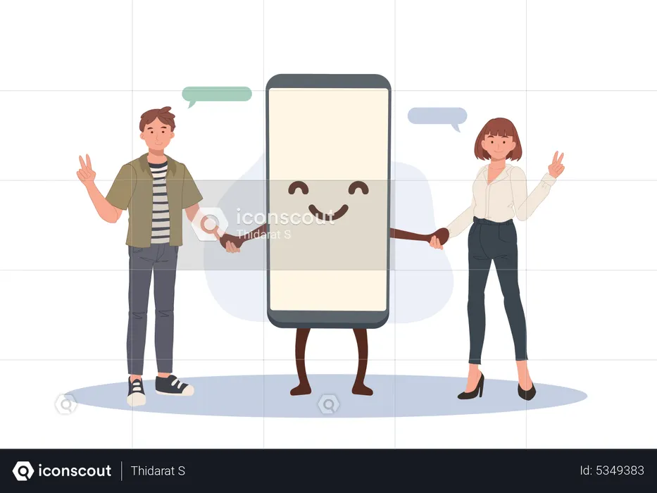 Smartphone friendship  Illustration