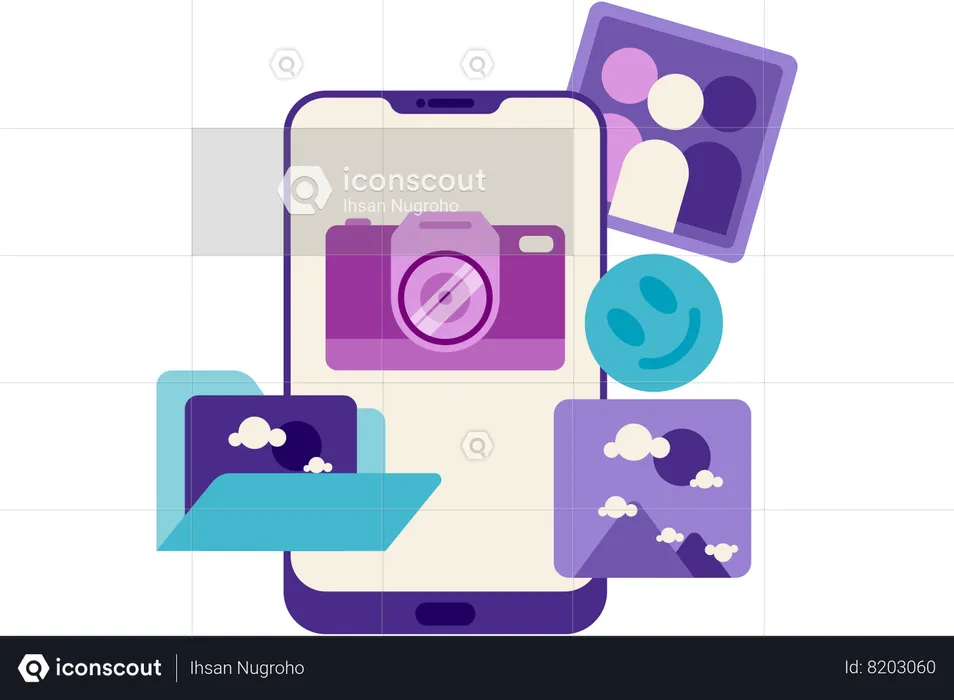 Smartphone functions as a camera  Illustration