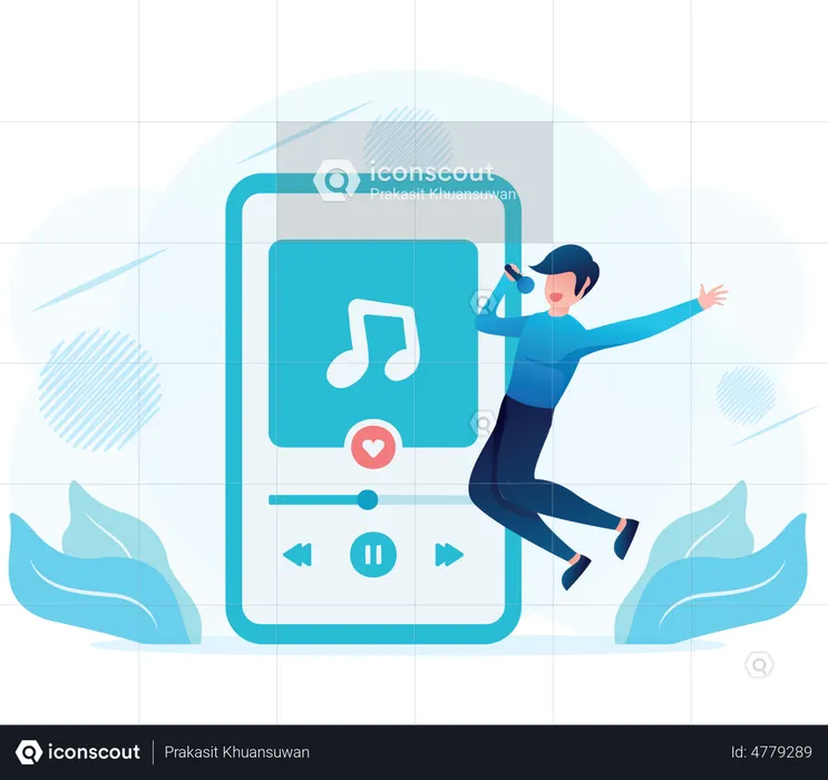 Smartphone jouant de la musique  Illustration