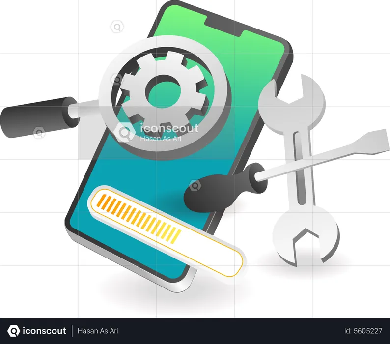 Smartphone maintenance process  Illustration