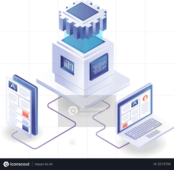 Smartphone network server  Illustration