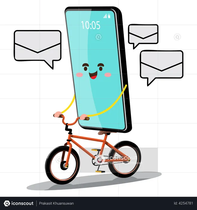 Smartphone receiving new message  Illustration