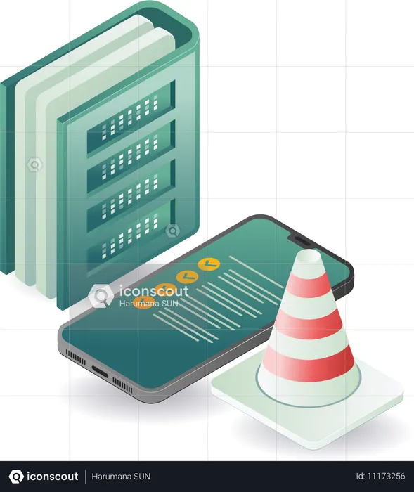 Smartphone server data repair management  Illustration